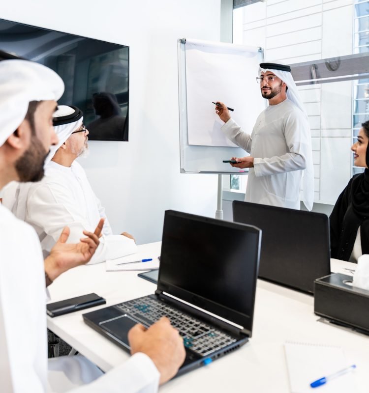 Group of middle-eastern corporate business people meeting in the office Group of middle-eastern corporate business people meeting in the office